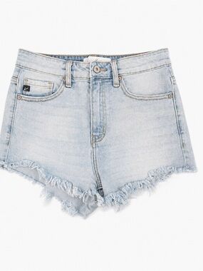 KanCan Light Wash Denim Frayed Hem Shorts - Size Small